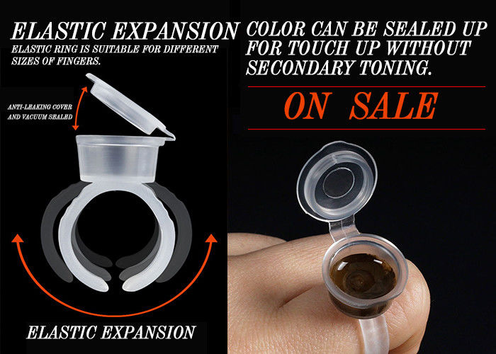 Taza transparente de la tinta del tatuaje de la taza del anillo de ECO con la taza semi permanente del pigmento del casquillo